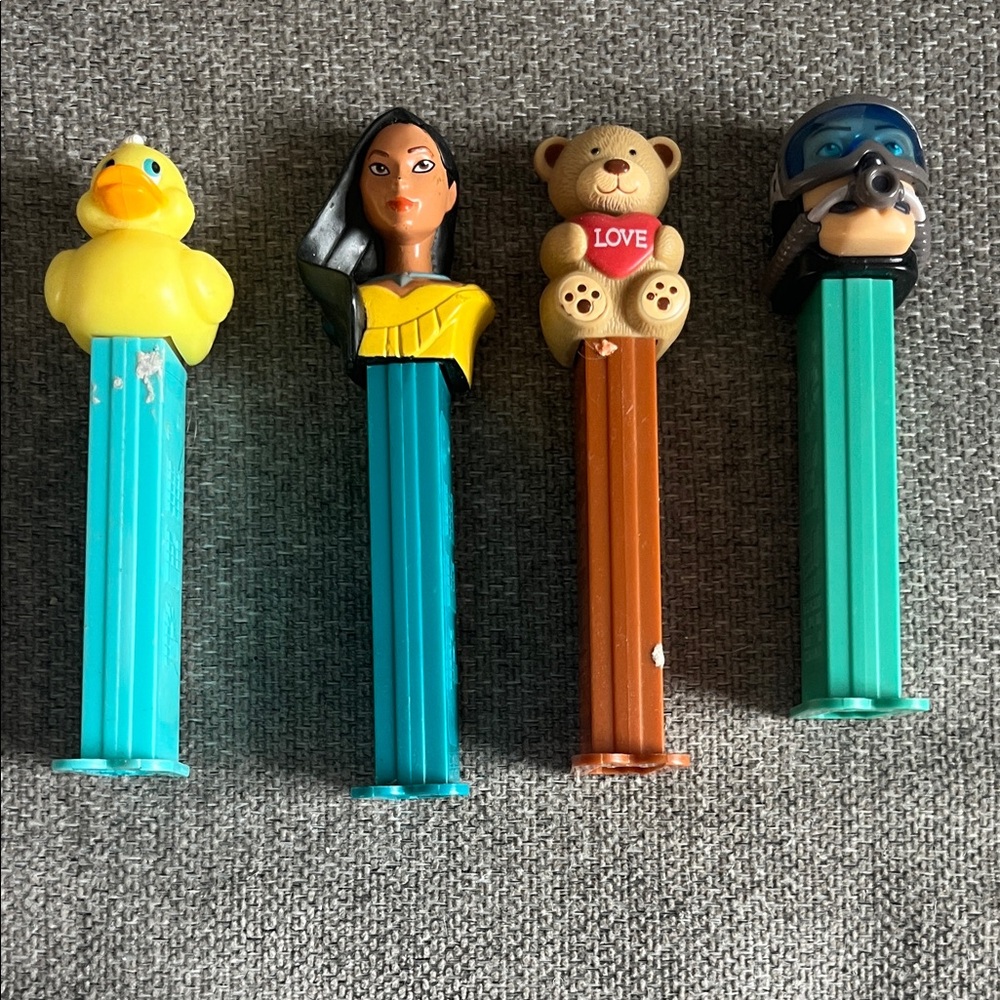 Assorted Character Dispensers - Yellow, Brown, Blue VINTAGE PEZ